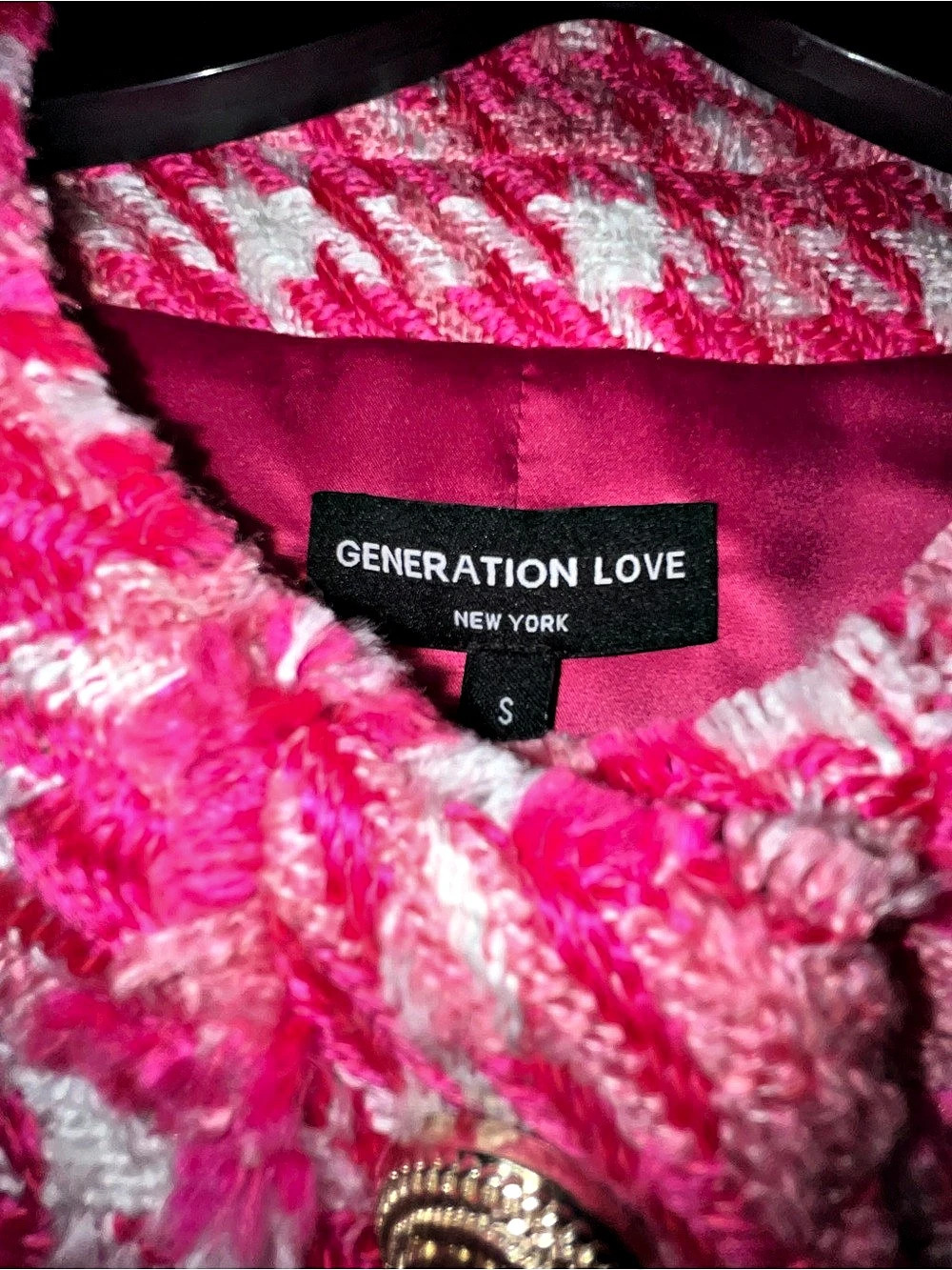 Generation Love Kristen Tweed Jacket Pink & White Small - Picture 3 of 13
